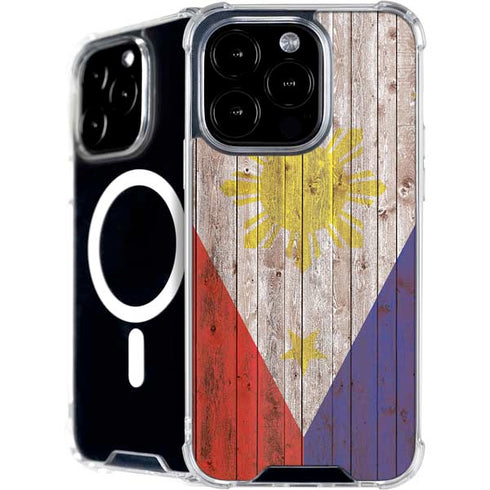 Philippines Flag Dark Wood iPhone 16 Pro MagSafe Case